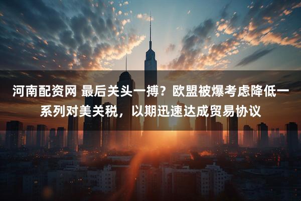 河南配资网 最后关头一搏？欧盟被爆考虑降低一系列对美关税，以期迅速达成贸易协议