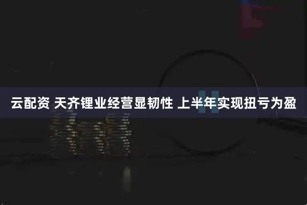 云配资 天齐锂业经营显韧性 上半年实现扭亏为盈